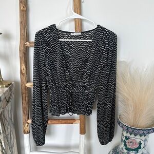 Chic Black and White Polka Dot Women's Top